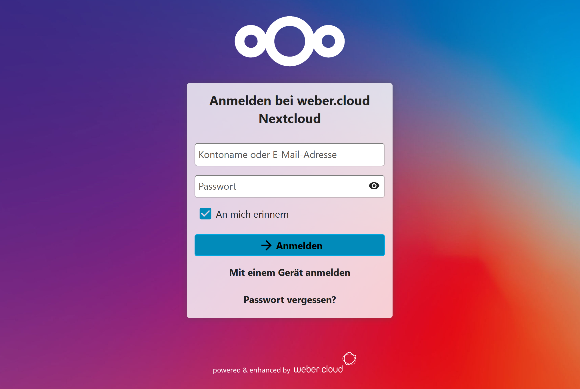 Nextcloud Login mit angepasstem Design